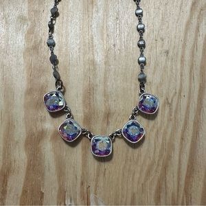 New Pink Panache short iridescent 5 stone necklace